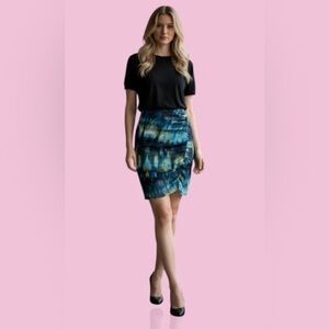 BOLD elements Blue and Yellow Pencil Skirt